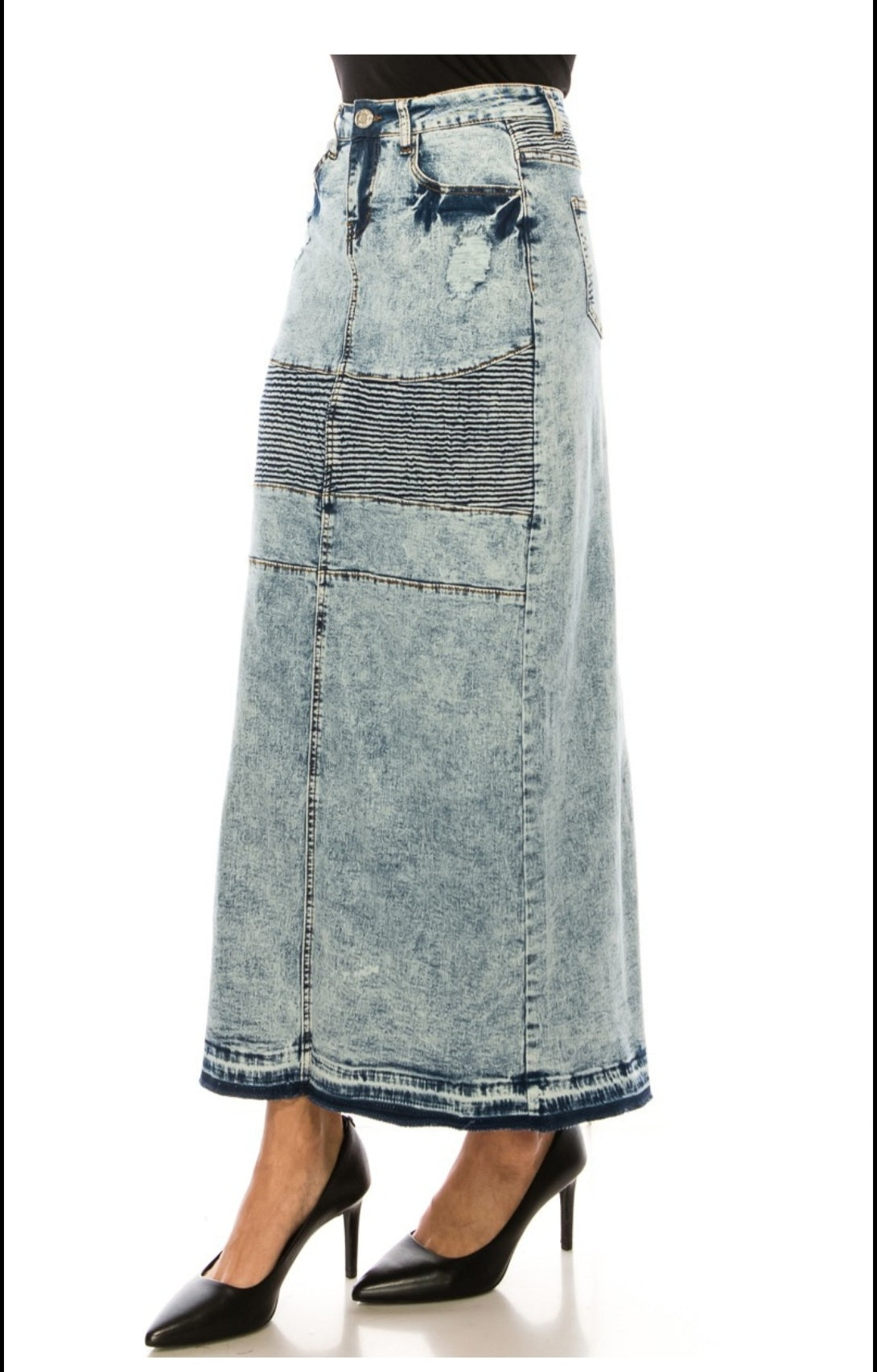 Ladies Long Athena Denim Skirt