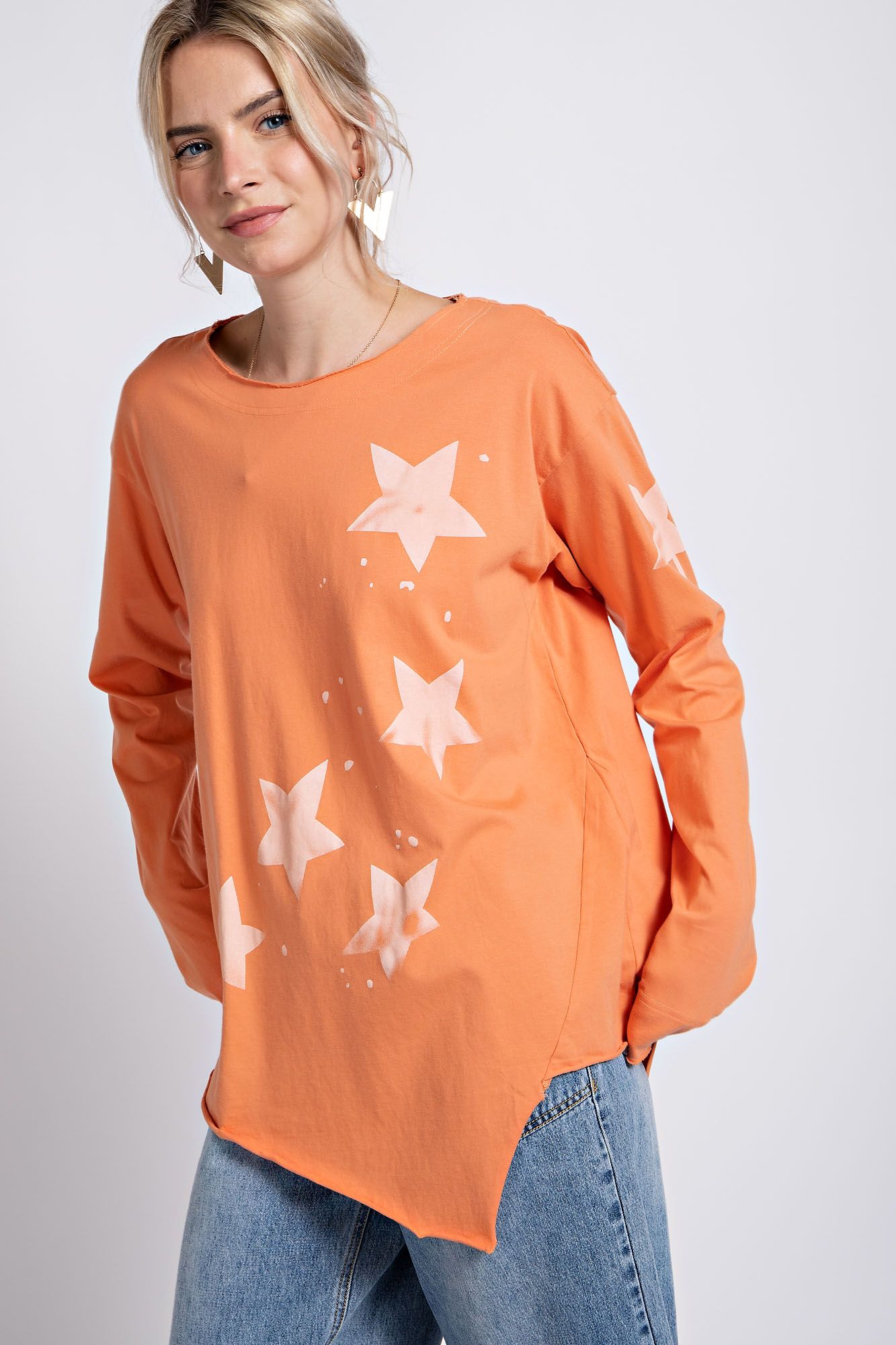 Orange Star Loose Boho Tee