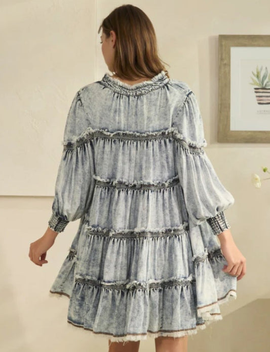 Oli&Hali Acid Wash Denim Tier Tunic/Dress