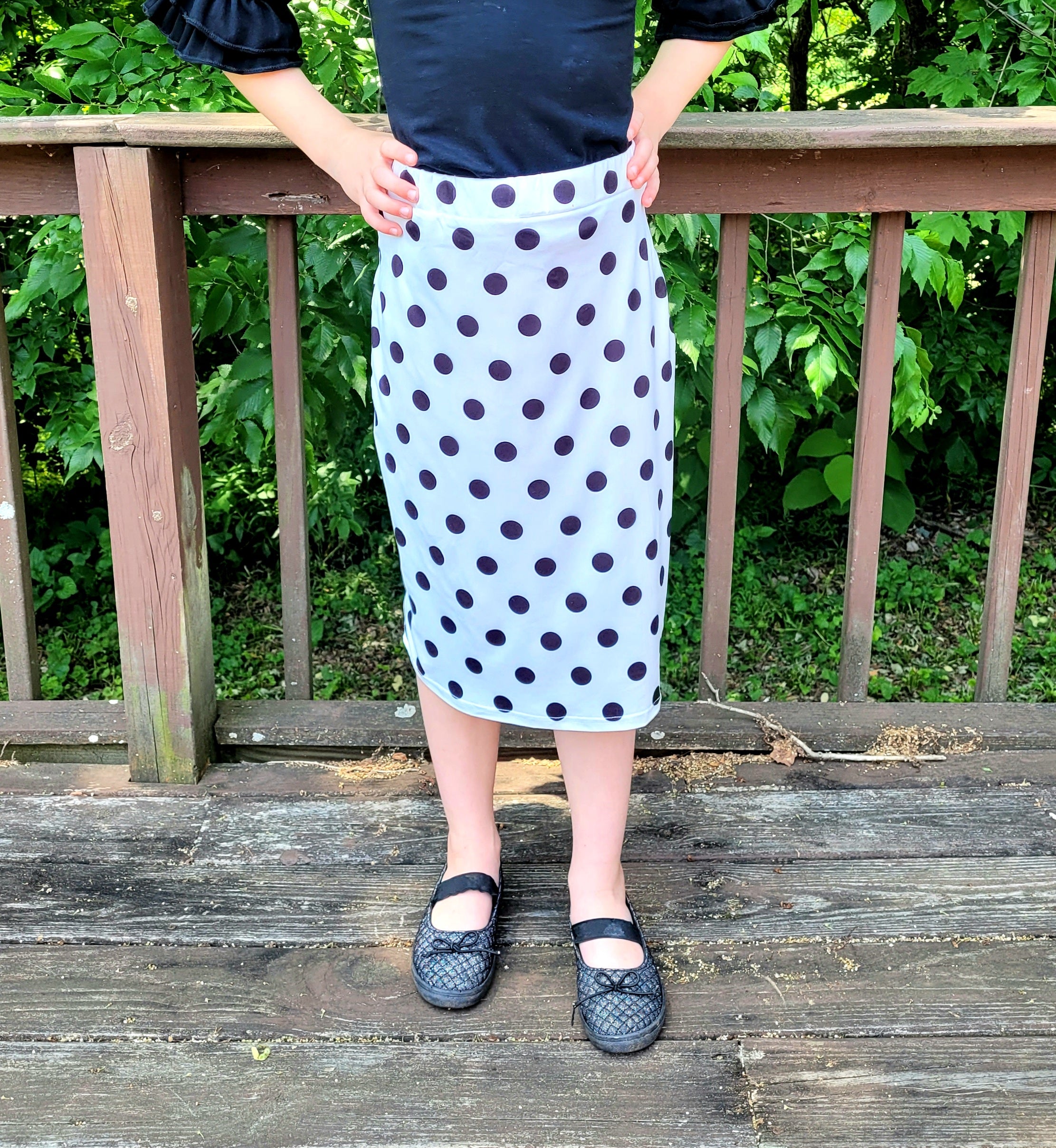 Girl's Polka Dot Midi Skirt