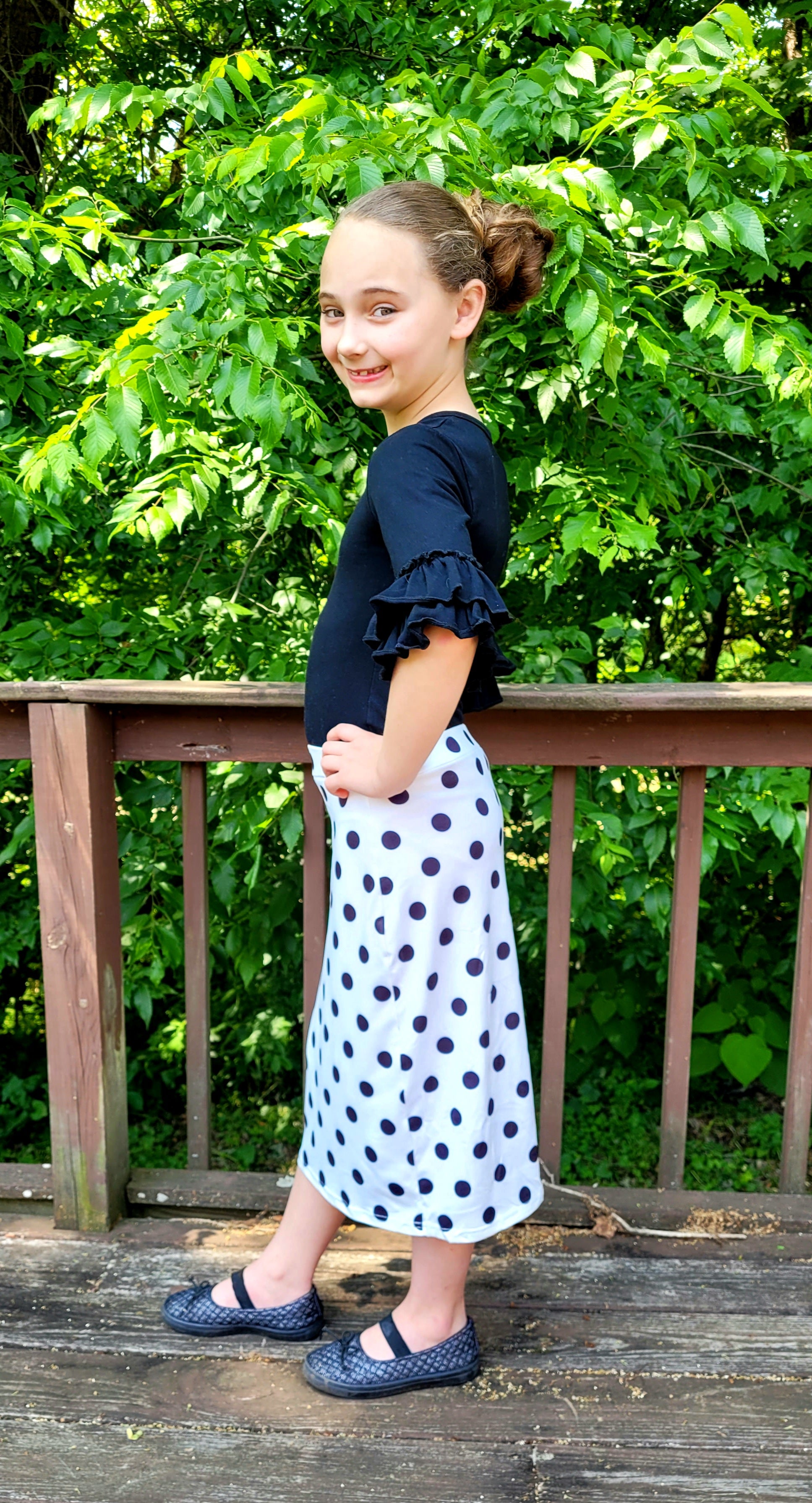 Girl's Polka Dot Midi Skirt