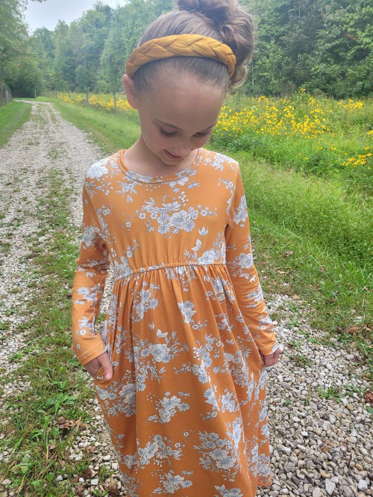 Girl's Mustard Floral Alyssa