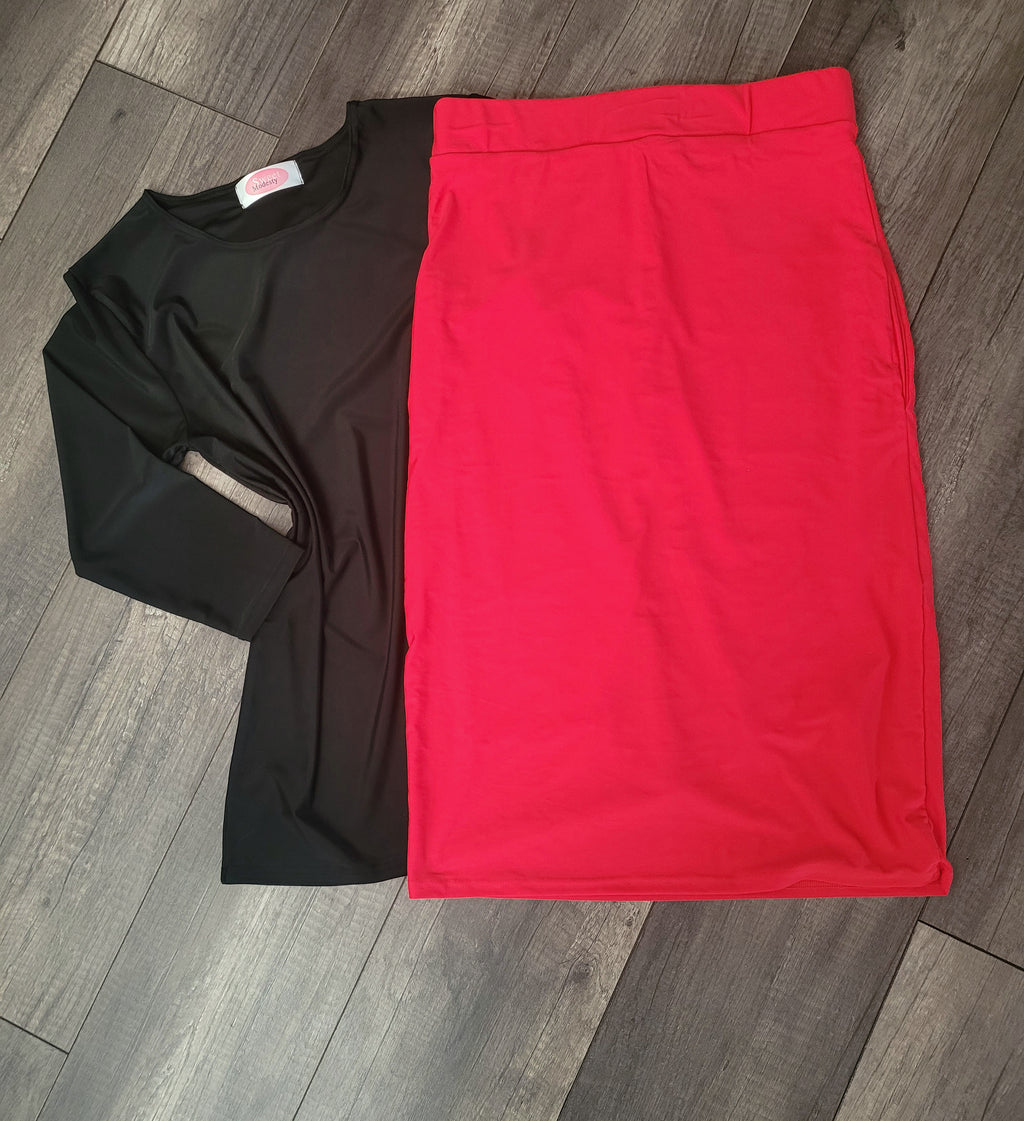 Women's Red Athletic/Swim Skirts