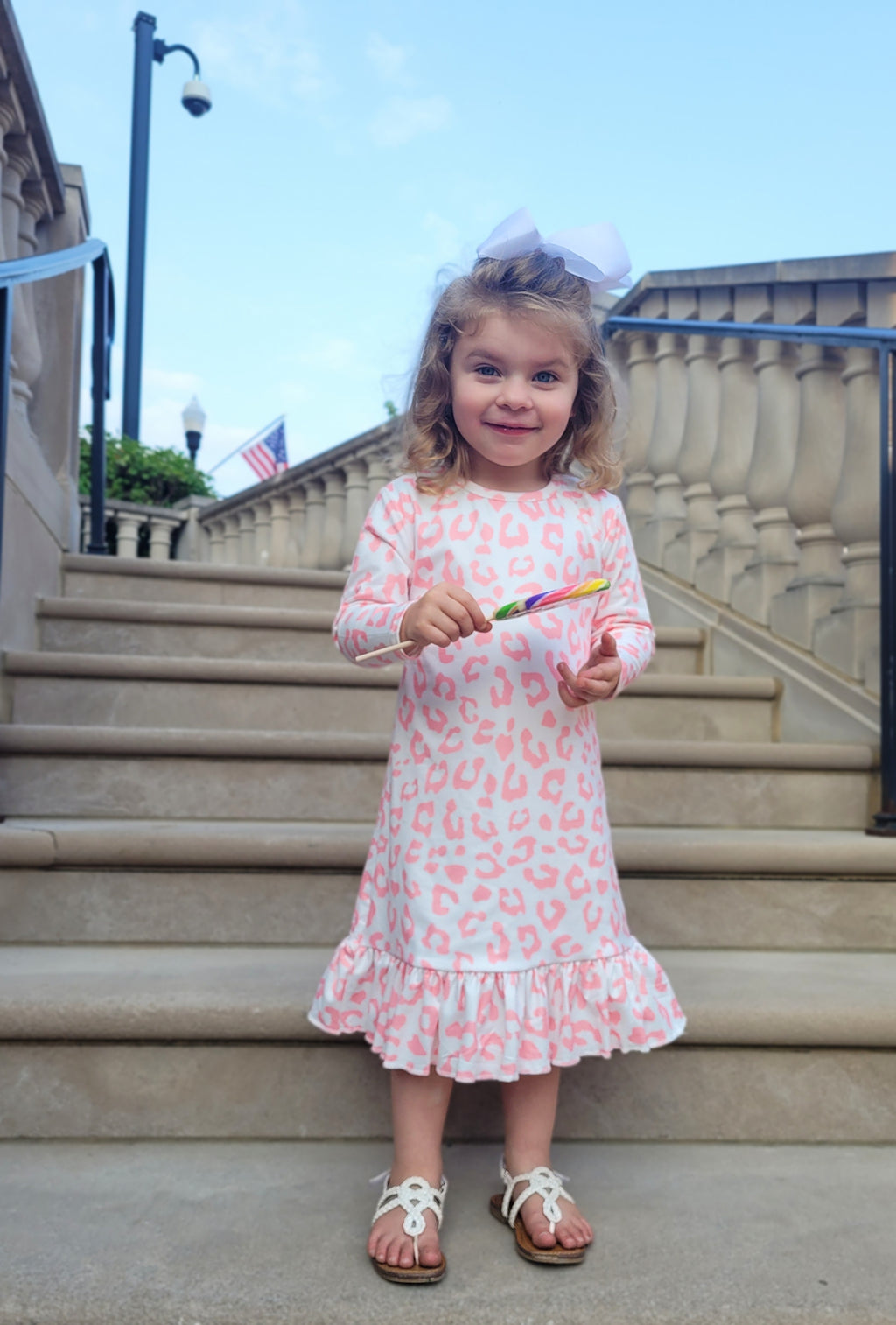 Girl's Pink Animal Print Dress