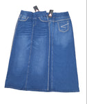 Ladies Elastic Waist Denim Skirt Blue Wash