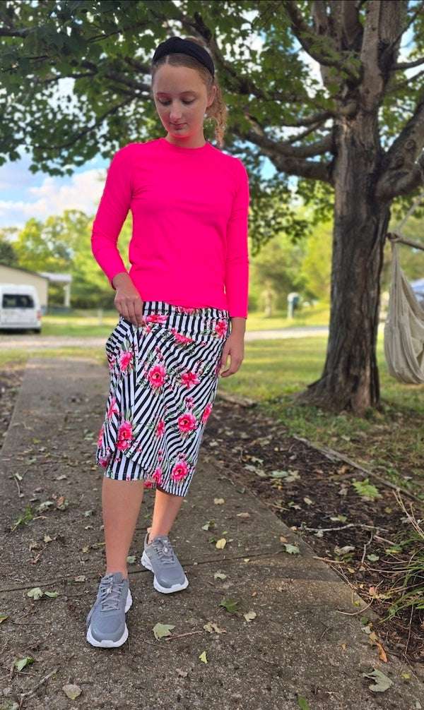Women's Floral Stripe Athletic Skirts