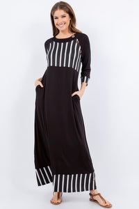 Black Pin Stripe Maxi Dress