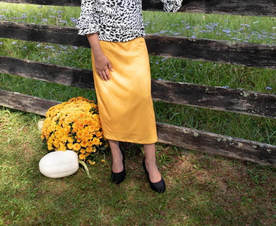 Ladies Mustard Midi Skirts