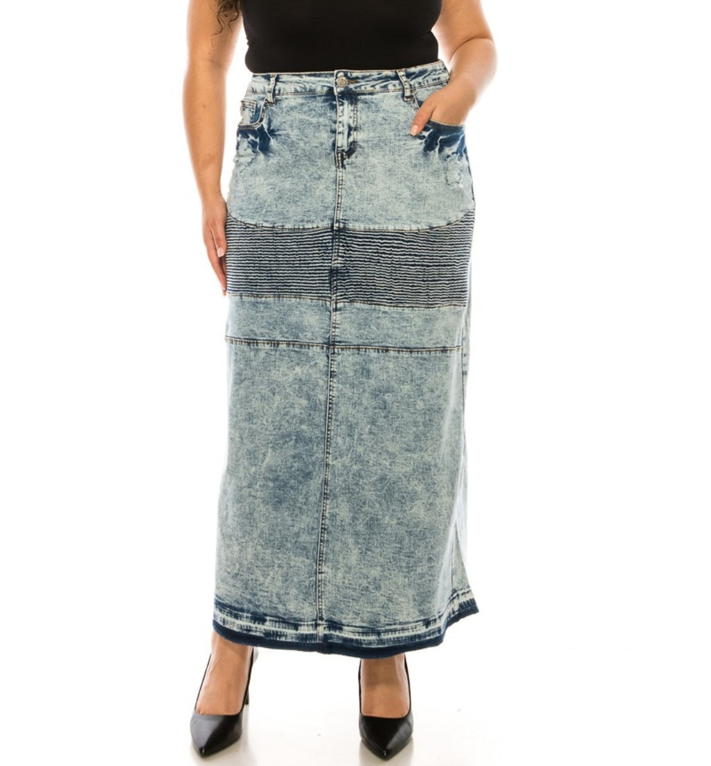 Ladies Long Athena Denim Skirt