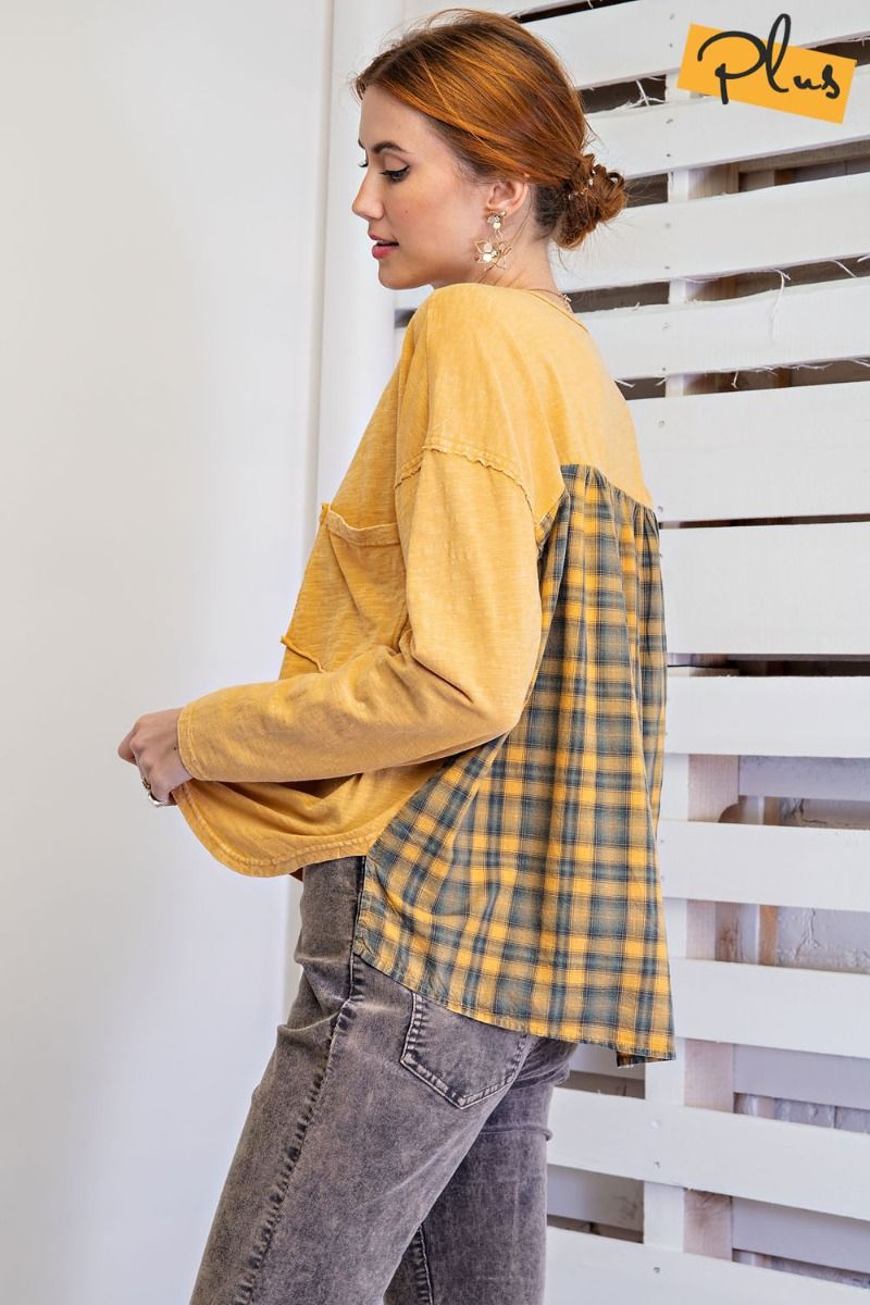 Mustard Plaid Back Tee