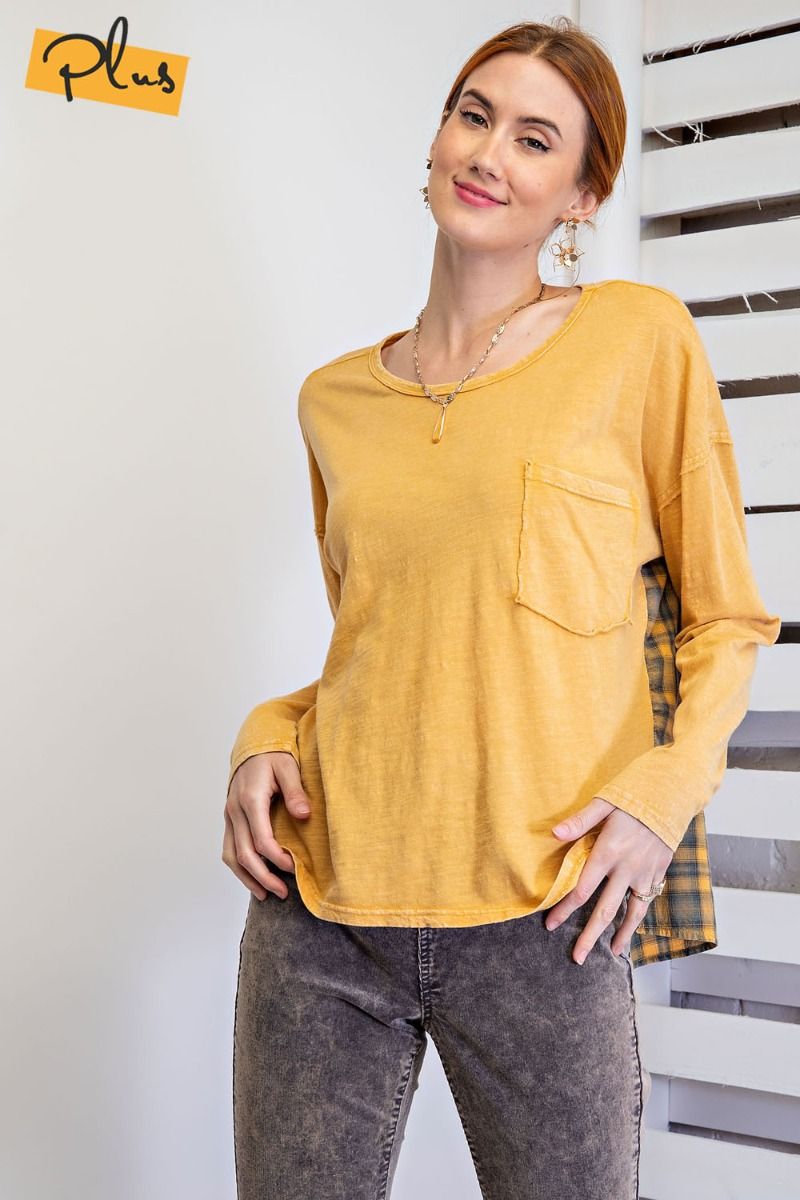 Mustard Plaid Back Tee