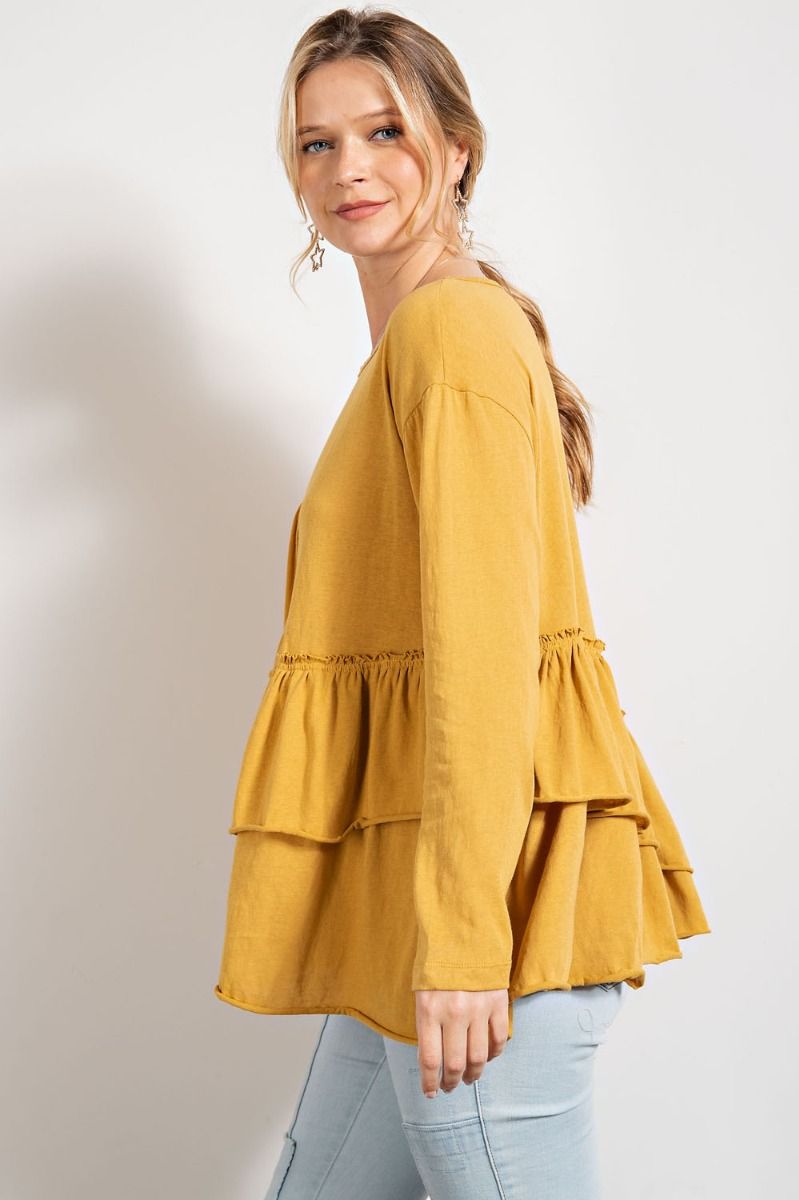 Mustard Ruffle Top