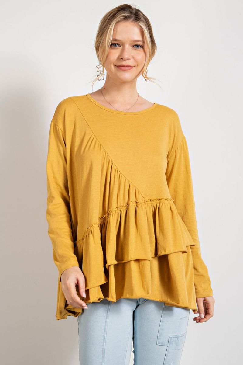 Mustard Ruffle Top