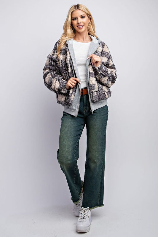Fuzzy Plaid Easel Jacket