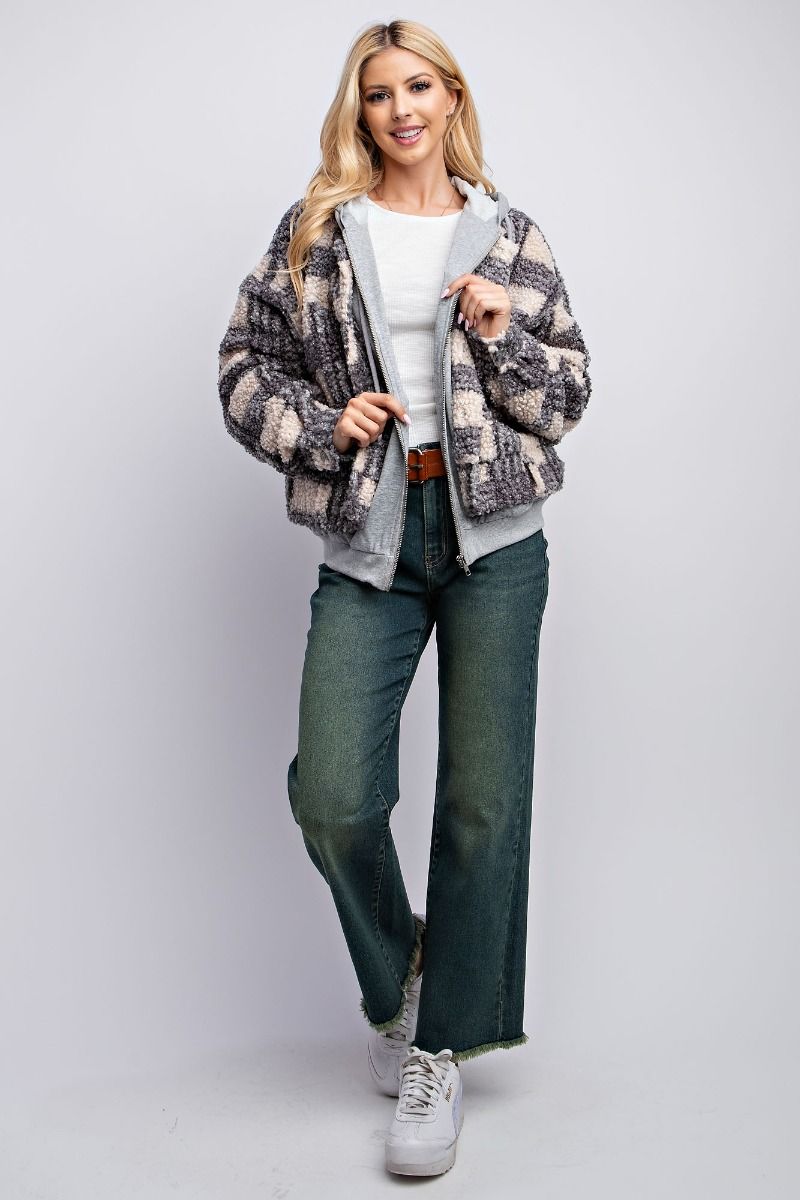 Fuzzy Plaid Easel Jacket