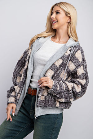 Fuzzy Plaid Easel Jacket