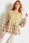Sage Plaid Boho Top