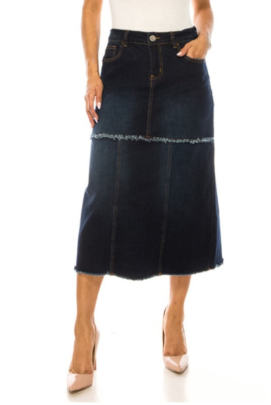 Ladies Aria Dark Wash Denim Skirt