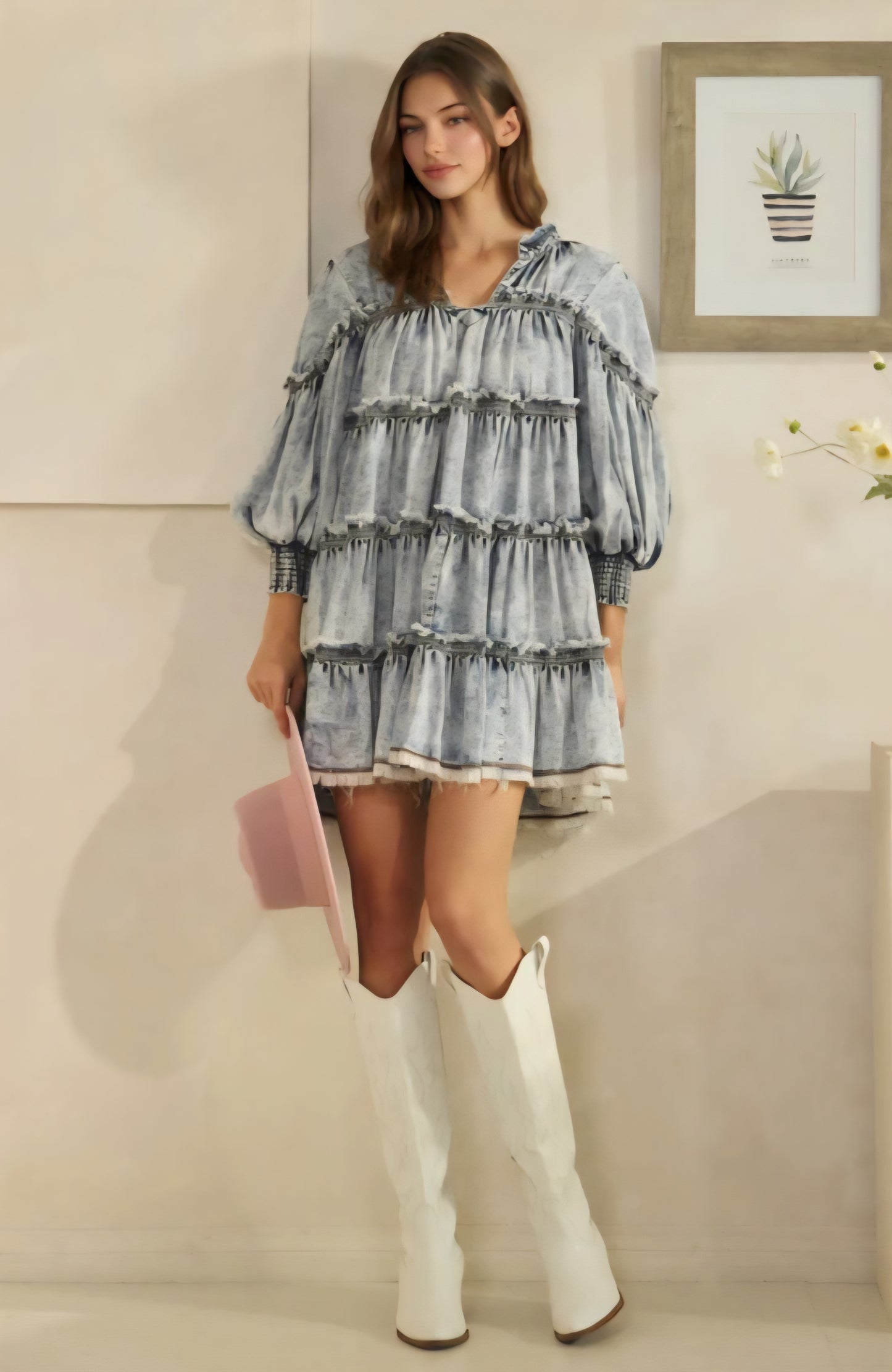 Oli&Hali Acid Wash Denim Tier Tunic/Dress