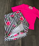 Girls Floral Stripe Athletic Skirt