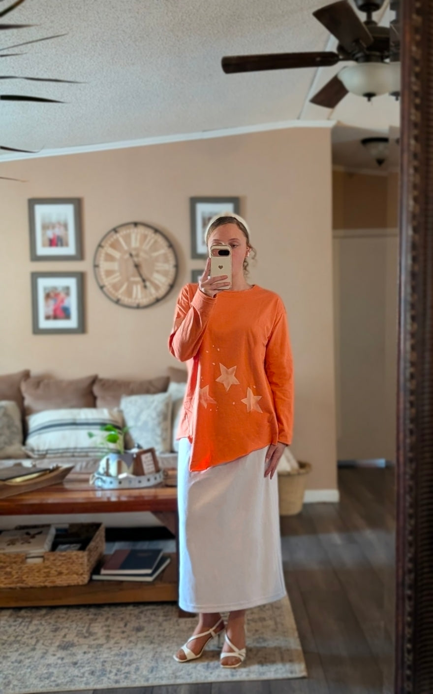 Orange Star Loose Boho Tee