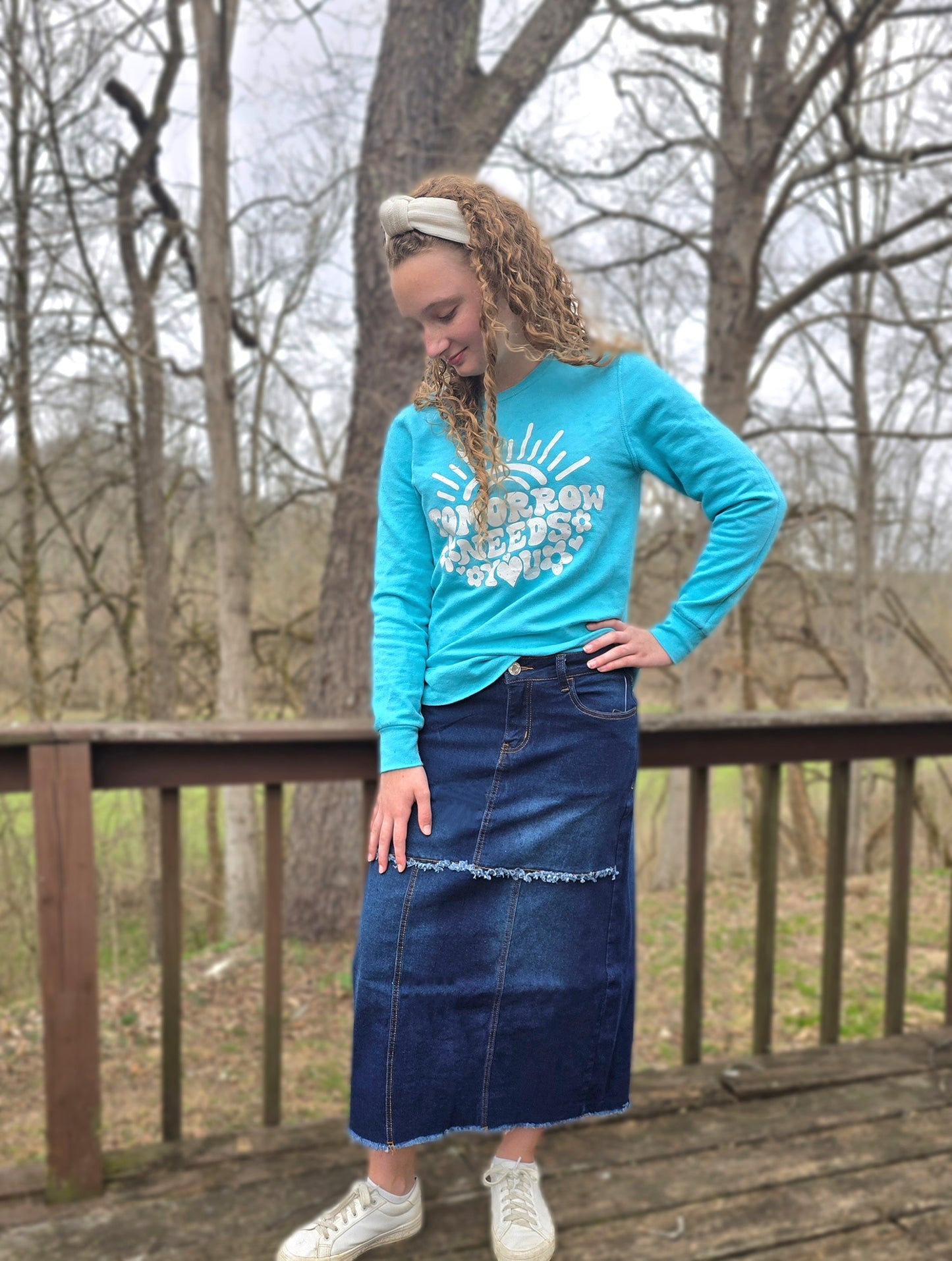 Ladies Aria Dark Wash Denim Skirt