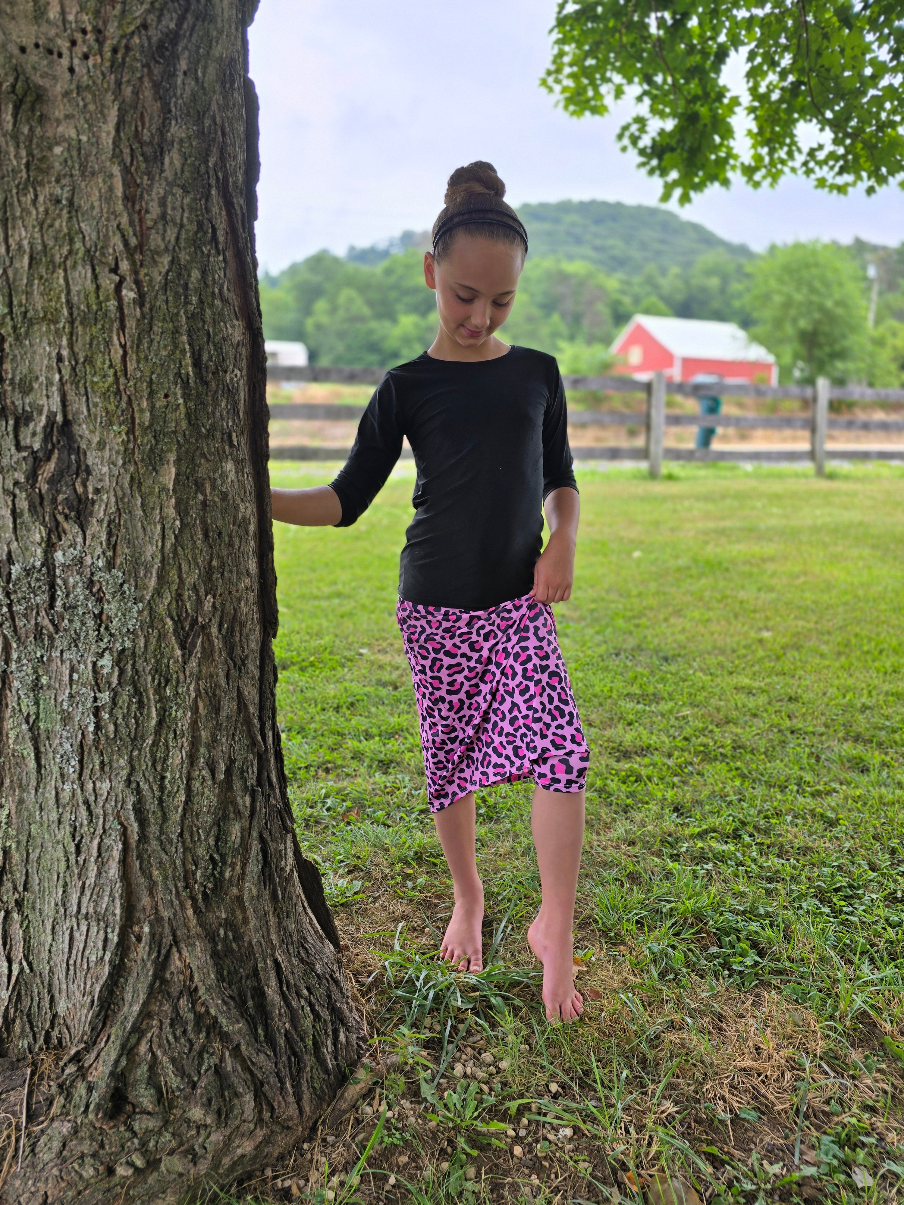 Girls Pink Leopard Athletic Skirt