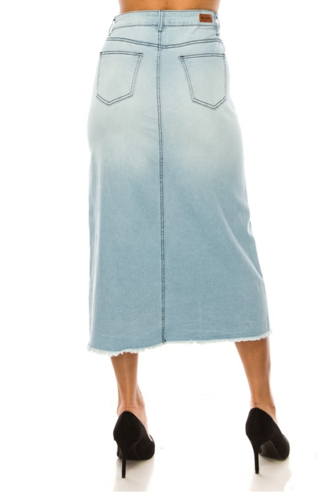 Ladies Aria Light Wash Denim Skirt