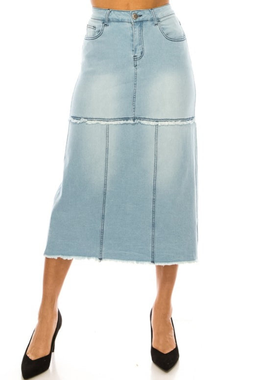 Ladies Aria Light Wash Denim Skirt