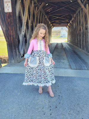 Girl's Pink Leopard Lauren Dress