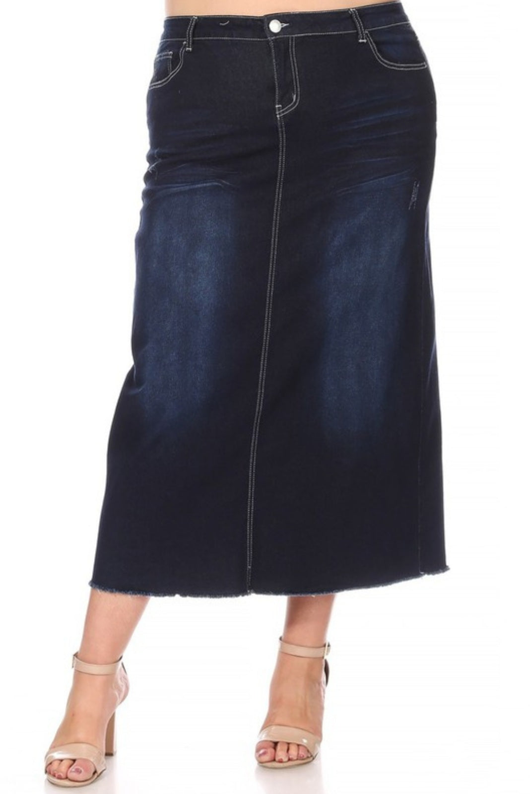 Ladies Long Dark Blue Denim Skirt