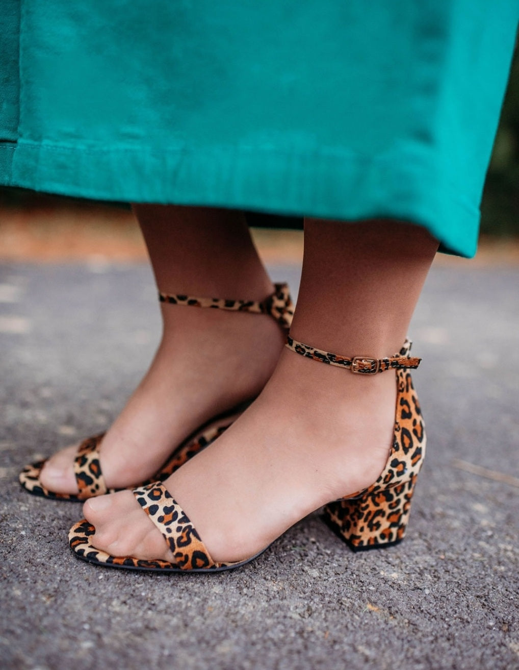 Leopard Open Toe Low Heels