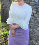 Ladies Ivory Lace Ruffle Sleeve Top