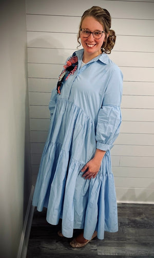 Spring Blue Shirt Dress